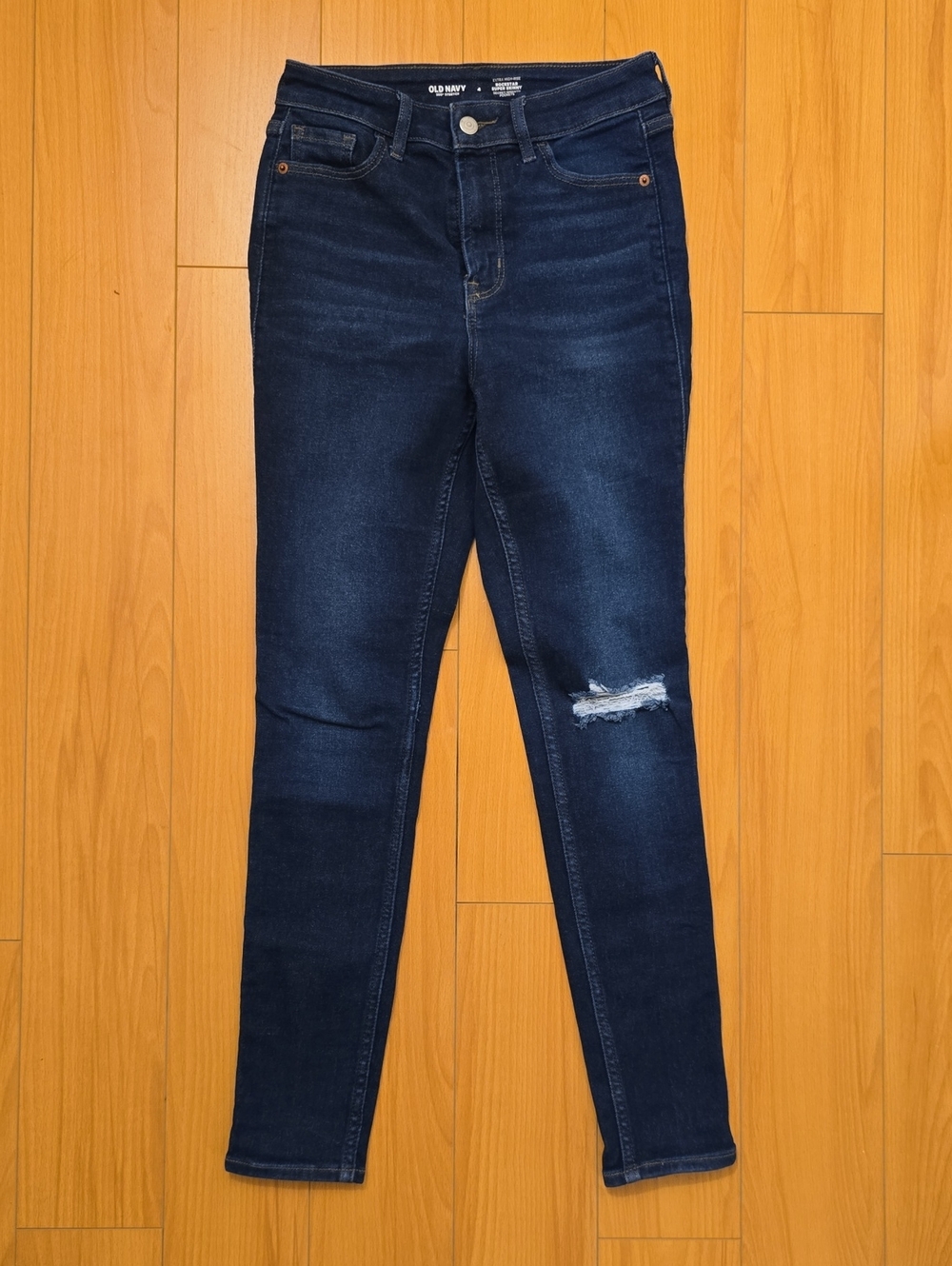 Old Navy Women's Dark Indigo Distressed High-Rise Skinny Jeans Size 4
